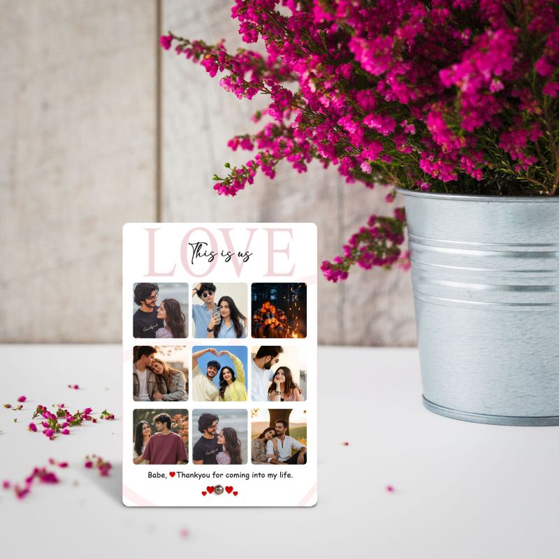 Personalized Couple Collage Photo Frame With Stand Pin Included, Love Theme, Gift For Birthday, Valentines Day, Anniversary Gift For Friends, Girlfriend, Boyfriend